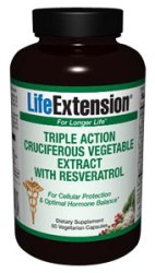 Triple Action Cruciferous Vegetable Extract with Resveratrol (60 vcaps). Maintaining healthy hormone levels and promoting longevity..