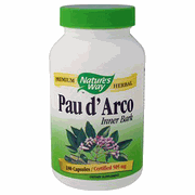 Nature's Way Pau d'Arco Inner Bark Capsules. Pau d'Arco  is native to the rainforests of South & Central America and is traditionally used as an herbal antibacterial.