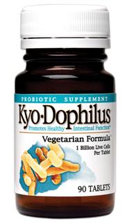 Kyo-DophilusÃ¯Â¿Â½ Vegetarian contains specially cultured, non-dairy, heat-stable, stomach acid resistant, human strain of L. gasseri (formerly called L. acidophilus) bacteria..