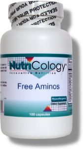 A formulation of 17 naturally occurring amino acids in their free forms, including 9 essential amino acids, as well as 5-L-Hydroxytryptophan (5-HTP).  This formulation is appropriate for food-sensitive individuals..