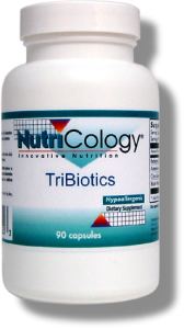 A unique herbal formulation for GI probiotic balance, the culmination of efforts to combine probiotic enhancers into a mixed formulation.* Tribiotics contains berberine sulfate, artemisinin, citrus seed extract and black walnut hulls..