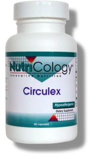 Circulex (also known as Proanthanol) is a broad-spectrum flavonoid product formulated from three separate but complementary flavonoid classes. The flavone glycosides of the famed Ginkgo biloba extract are combined with the anthocyanosides of bilberry extract, and with the grape seed proanthocyanidins, in nutritionally significant amounts..