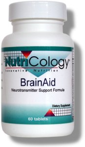 BrainAid
contains nutrients that variously support blood circulation, neurotransmitter
production and neurological function..