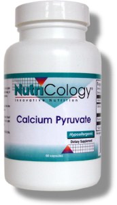 Calcium pyruvate is involved in ATP production, increased protein uptake, increased glycogen storage, and cellular respiration, potentially helping the body utilize fat for energy, spare lean body mass and increase endurance during exercise..