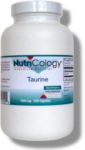 Taurine is a semi-essential amino acid that plays a specialized role as an ion and pH buffer in the heart, skeletal muscles and central nervous system..