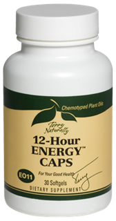 The chemotyped plant oils in 12-Hour Energy Caps provide safe, non-stimulating, sustained energy. Stay focused with all day energy naturally..