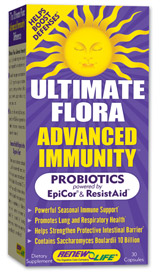 Just in time for Cold & Flu season. NEW Ultimate Flora Advanced ImmunityÂ from the makers
of AmericaÂs fastest growing line of probiotics. This unique formula combines 3 proven
natural ingredients to enhance defenses during peak times throughout the year.* Advanced Immunity combines: Saccharomyces Boulardii Immunobiotic, EpiCorÂ® Immunogen, ResistAidÂ (LAG).