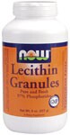 97% Phosphatides  Pure and Fresh  Vegetarian Product Lecithin contains 23% Phosphatidylcholine, which comprises a major portion of all cell membranes.Â  It also has been shown to support liver function and cardiovascular health, as well as benefiting mild memory problems associated with aging.Â  NOWÂ® Lecithin Granules are derived entirely from soybeans.Â  Lecithin is also used to emulsify fats in baking and cooking, enabling them to be dispersed in water.* Â   Lecithin: A Forgotten Giant? Â  Lecithin and Phosphatides.
