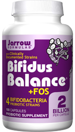 Bifidus Balance plus FOS survives stomach acid and colonizes the intestines. Each capsule contains 2 billion total probiotic bacteria..