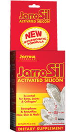 JarroSil is a synergistic formulation of highly bioavailable silicon. It is an essential partner of calcium for bones, glucosamine for joints, and antioxidants for supple and healthy arteries. JarroSil also supports smooth skin, strong nails and healthy hair..