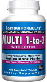 Jarrow Formulas comprehensive Iron Free Multi-Vitamin and Mineral formula complete with antioxidant herbs including Lutein..