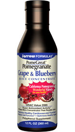 Pomegranate has long been recognized as a fruit with many benefits to health due to its high antioxidant activity from polyphenols including ellagic acid, gallic acid, anthocyanins and tannins (especially, punicalagin).*? Grape is also a rich source of polyphenols. Blueberry is another antioxidant-rich, i.e. Âanti-agingÂ fruit.*.