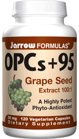 95% polyphenols from grape seeds (Vitis vinifera), highly potent phyto-antioxidants that spare vitamin C, protect capillaries and promote cardiovascular health..