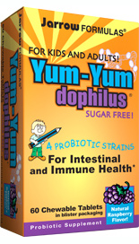 The friendly bacteria in Yum-Yum DophilusÂ® for kids favorably balances the microorganisms in the intestines, support immune function and promote health..