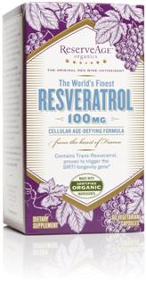 ReserveAge Organics combines organic French red-wine grapes direct from French vineyards and wild crafted natural Polygonum cuspidatum root extract into a potent and powerful rejuvenating blend. In this pure, ultra beneficial form, Trans-Resveratrol has been proven in studies to activate the SIRT1 longevity gene and enhance cellular productivity..