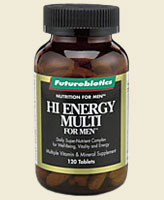 Hi-Energy Multi for MenÂ is the definitive men's multi vitamin and mineral supplement that includes an array of nutrients, including the antioxidant vitamins A, E and C and Selenium, and a full complement of minerals including Zinc, Calcium, Iron and Magnesium. In fact, Hi-Energy Multi for MenÂ contains 100% or more of the recommended daily allowance (RDA) of most nutrients..