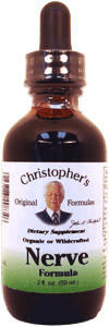 Dr. Christopher's Original Nerve Formula provides natural herbal support from Black Cohosh Root, Blue Cohosh Root, Blue Vervain Herb, Lobelia Herb & Skullcap Herb. Promotes health and vitality of motor nerves and supports the entire nervous system..