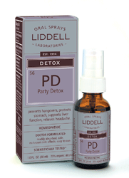 Liddell Labs' Party Detox homeopathic blend protects the stomach & liver, prevents hangovers, and offers relief from various alcohol-related displeasures..