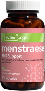 Menstraese PMS Support Formula helps relieve the physical discomfort and emotional distress of PMS..