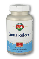 Sinus Releev tablet by KAL contain Bromelain, Quercitin, and herbs to counter sinus discomforts..