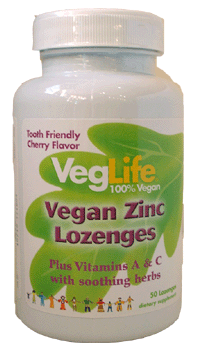 Vegan Zinc Lozenges from VegLife (Solaray) enhance Immune defense with vitamins, antioxidants, herbs, and Zinc..