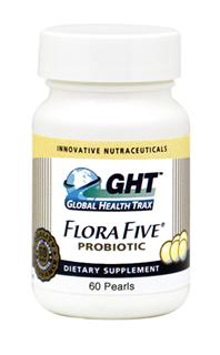 Flora Five Probiotic Pearls utilize a patented triple-layer encapsulation process to ensure potency in the intestinal tract..