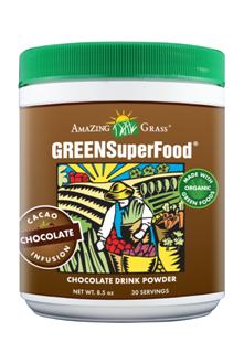 A delicious chocolate drink powder to help achieve your 5 to 9 daily servings of fruits and vegetables. More organic whole leaf greens per gram than other leading green food powders-not from juice..