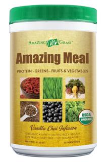 Organic Green Superfood, Amazing Meal by Amazing Grass. Great New Flavor! Amazing Vanilla Chai tastes great!.
