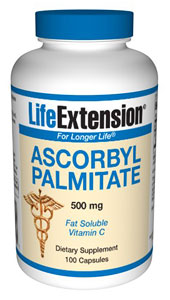 Life Extension offers Ascorbyl Palmitate in a 500 mg capsule, AP is a bioactive, fat-soluble form of vitamin C that can reach tissue areas ascorbic acid cannot..