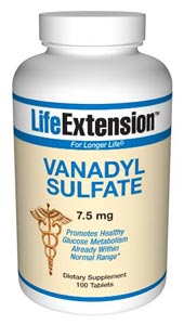 LifeExtension- Vanadyl Sulfate is an effective form of the trace mineral vanadium. Research indi-cates vanadyl sulfate may improve tissue sensitivity and promote already healthy glucose metabolism for those within normal range..