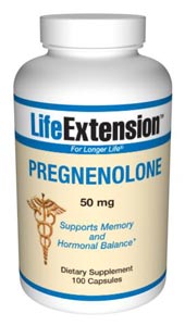 Pregnenolone 50 mg-  Pregnenolone is biochemically the “mother hormone.” It is made directly from cholesterol within the mitochondria of the adrenal glands and, to a lesser degree, the nervous system, with the help of the</p><p>Supplement Facts</p><p>Serving Size 1 capsuleServings Per Container 100Amount Per ServingPregnenolone50 mgOther ingredients: rice flour, gelatin, water.Contains rice. This product contains NO milk, egg, fish, peanuts, crustacean shellfish (lobster, crab, shrimp), soybeans, tree nuts, wheat, yeast, gluten, or corn. Contains NO sugar, and no artificial sweeteners, flavors, colors, or preservatives.</p>.