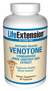Venotone is an extract of horse chestnut, which has been standardized and concentrated to ensure the highest quality, consistency and biological activity. Sustained release provides continuous activity while minimizing the potential for gastric irritation..