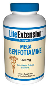 Mega Benfotiamine 250 mg- Benfotiamine, a fat-soluble form of vitamin B1 (thiamine), supports healthy blood sugar metabolism and helps protect the body's tissues against advanced glycation end products and oxidative stress. .