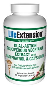 LifeExtension- Dual-Action Cruciferous Vegetable Extract With Resveratrol & Cats Claw - Cruciferous vegetables (broccoli, cauliflower, brussels sprouts) are a rich source of glucosinolates and their hydrolysis products, including indolesand isothiocyanates..