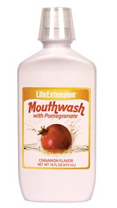 LifeExtension-  Mouthwash with Pomegranate- Brushing helps break up the sticky film on teeth. Active rinsing helps prevent the build-up of that film which could otherwise harden over time..