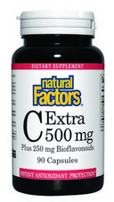 Bioflavonoids and vitamin C work synergistically to enhance each other?s activity. Natural Factors C Extra tablets contain 500mg of Vitamin C in a blend of citrus bioflavonoids, rutin, rosehips and hesperidin..