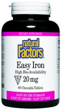 Natural Factors Easy Iron is a highly bio-available form of elemental iron (SunActive FE ferric pyrophosphate), manufactured using a unique 'Super Dispersion Technology'..