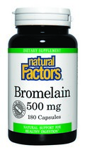 Bromelain aids in digestion by breaking down protein into the various amino acids. Natural Factors Bromelain capsules contain 500mg of this incredible proteolytic enzyme isolated from the stem of the pineapple plant..