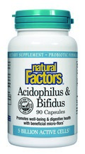 Natural Factors Acidophilus & Bifidus is a powerful probiotic. These cultures are freeze-dried to ensure long-term stability and maximum potency..