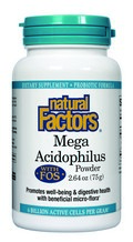 Mega Acidophilus Powder with FOS supports intestinal tract health and is an excellent growth factor for beneficial micro-flora..