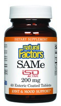 Natural Factors SAMe (S-Adenosyl methionine derived from 400mg of SAMe Toslyate) is found in the body and is required for cellular growth and repair..