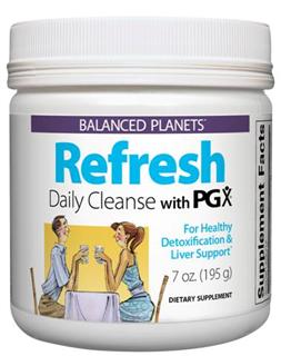 Refresh Daily Cleanse with PGX is a blend of superfoods designed to work synergistically to efficiently cleanse and purify your body..