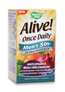 NEW! Once Daily Multivitamin for Men 50+ Ultra Potency. Multivitamin and Whole Food Energizer. 26 Fruits & Veggies. Green Foods. Mushrooms. Enzymes. Antioxidants. Lutein. Resveratrol..