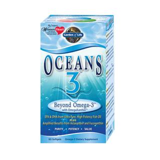 Ultra pure, high potency fish oil rich in EPA and DHA, Omega-3 fish oils have become widely known and embraced by the medical and scientific community for the support of cardiovascular, brain and nervous system health.Oceans 3 is formulated using fish oils carefully purified using multiple-stage molecular distillation process that both concentrates the EPA and DHA and removes environmental toxins..