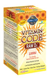 In following with the Vitamin Code philosophy, RAW Vitamin D3 is a whole food vitamin D complex that is gluten and dairy-free with no soy allergens, binders or fillers, and contains live probiotics and enzymes..