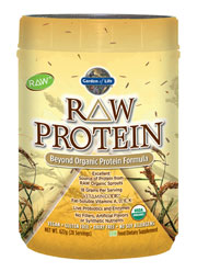 Featuring 14 raw and organic sprouts, RAW Protein is an excellent source of complete protein, providing 18 grams, or 35% of the Daily Value, plus all essential amino acids. RAW Protein contains Vitamin Code fat-soluble vitamins and supports digestive health and function with live protein-digesting enzymes and powerful probiotics.