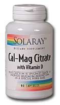Solaray Cal-Mag Citrate 2:1 with Vitamin D contains Calcium and Magnesium Citrate. It contains Vitamin D to increase absorption into the body..