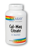 Cal-Mag Citrate by Solaray contains equal parts of Magnesium and Calcium bonded with Citric Acid. It contains a foundation of herbs to give your body extra nutrition..