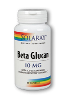 Solaray Beta Glucan contains 10 mg Beta Glucan enhanced with Vitamin C..