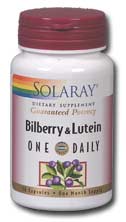Solaray Bilberry and Lutein One Daily is essential for good eye health..